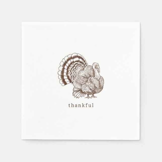 Rustic Minimalist Brown Thanksgiving Napkin (Front)