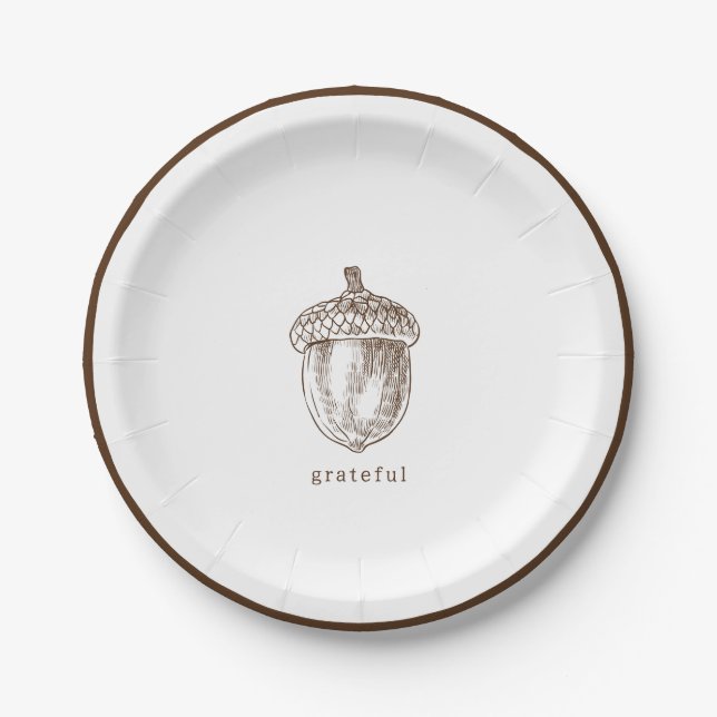Rustic Minimalist Brown Thanksgiving Paper Plate (Front)