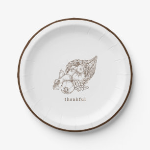 Rustic Minimalist Brown Thanksgiving Paper Plate