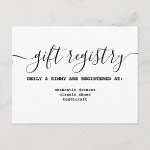 Rustic Minimalist Calligraphy Gift Registry  Enclosure Card