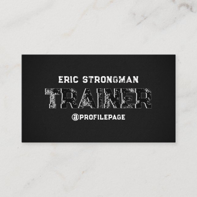 Rustic minimalist fitness trainer business card (Front)