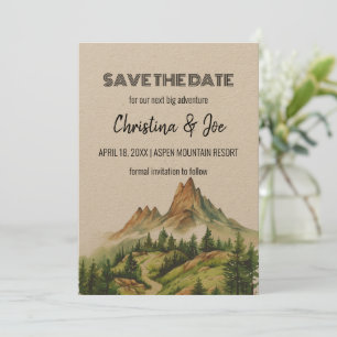 Rustic Minimalist Kraft Mountain Save the Date Invitation