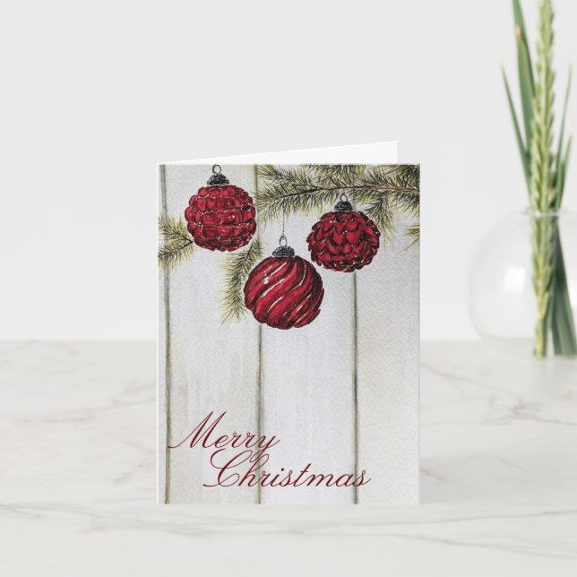 Rustic Minimalist Merry Christmas Holiday Card (Front)