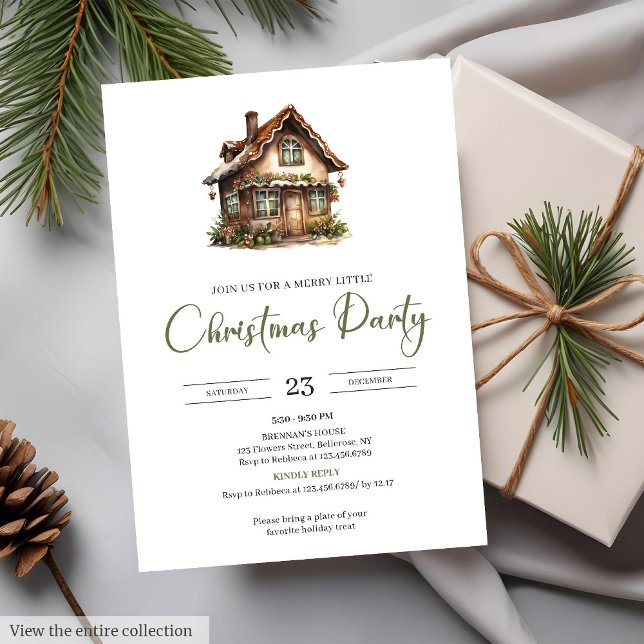 Rustic Minimalist Neutral Earthy Cosy Xmas Party  Invitation (Rustic Minimalist Neutral Earthy Cozy Xmas Party Card Invite)