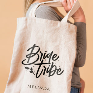 Rustic Minimalist Personalised Bride Tribe Tote Bag
