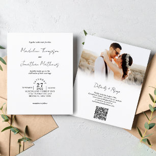Rustic Minimalist Photo Budget Wedding QR Code
