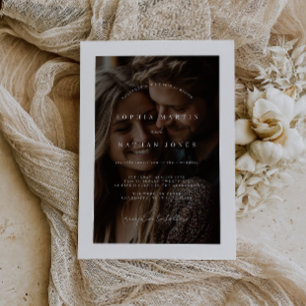 Rustic Minimalist Photo Wedding Invitation