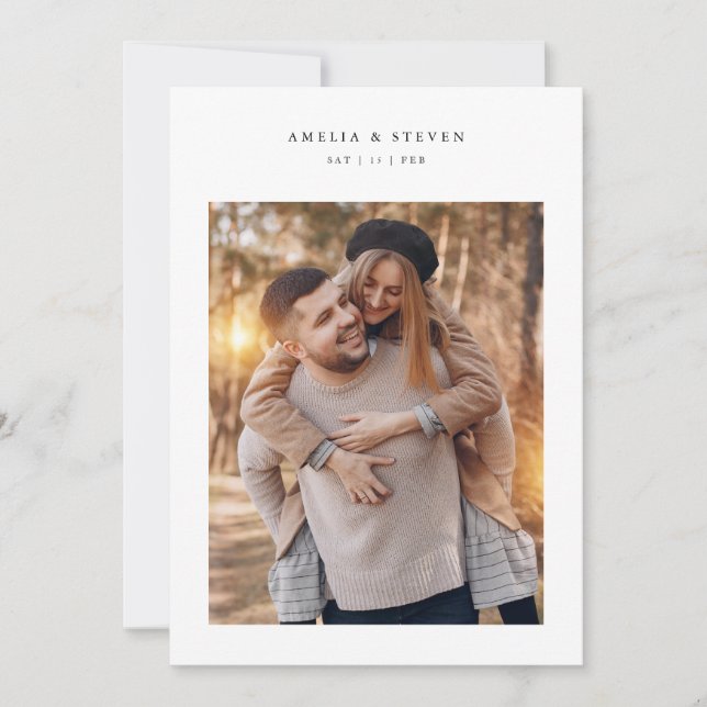 Rustic Minimalist Photo Wedding Invitation (Front)