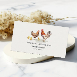 Rustic Minimalist Simple Chicken Farm Owner Business Card