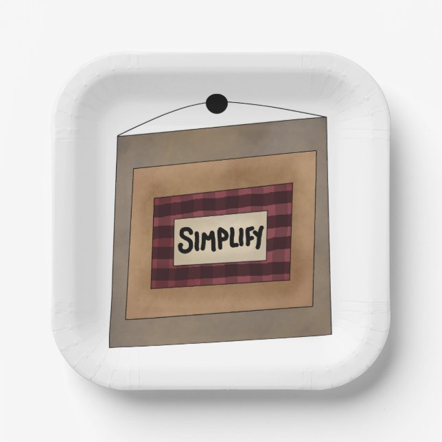 Rustic Minimalist Simplify Word Art Sign Paper Plate (Front)