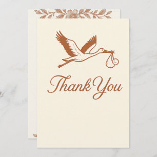 Rustic Minimalist Stork Baby Shower Invitation