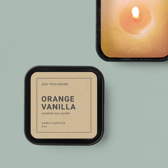 Rustic Minimalist Thin Grey Border Kraft Product Square Sticker (Creator Uploaded)