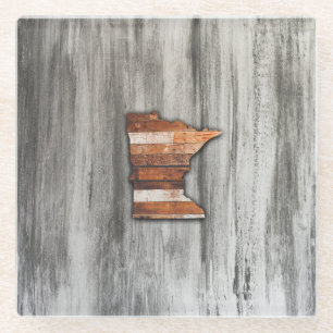 Rustic Minnesota Shape Glass Coaster