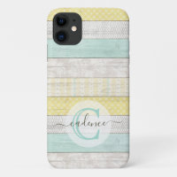 Rustic Mint & Yellow Boho Geo Modern Personalised