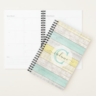 Rustic Mint & Yellow Boho Geo Modern Personalised Planner