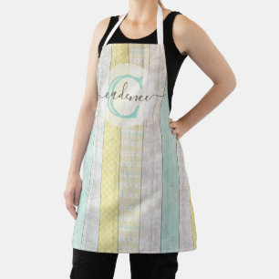 Rustic Mint & Yellow Boho Geo Modern Personalized Apron