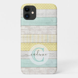 Rustic Mint & Yellow Boho Geo Modern Personalized Case-Mate iPhone Case