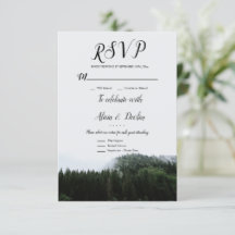 Rustic Misty Foggy Pine Trees Rain Forest Rsvp