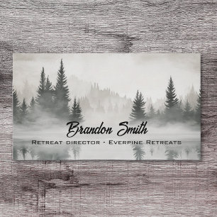 Rustic misty forest watercolor glamping business card