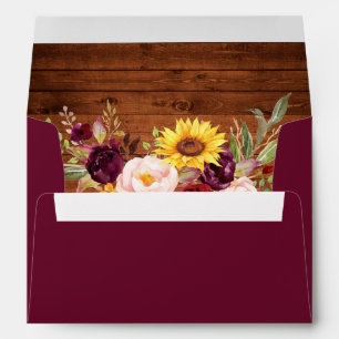 Rustic Mixed Floral Wood Invitation Envelope