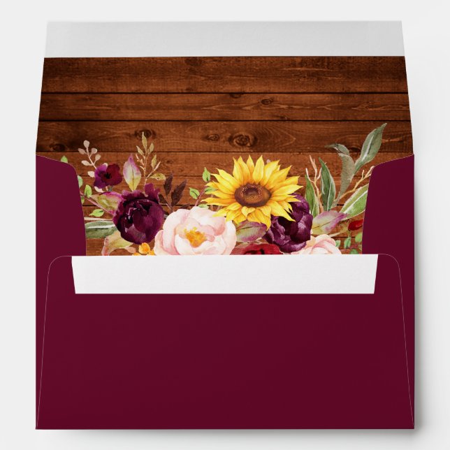 Rustic Mixed Floral Wood Invitation Envelope (Back (Bottom))