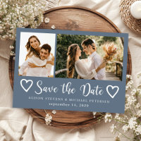 Rustic modern 2 photo dusty blue wedding
