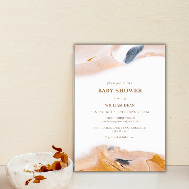 Rustic Modern Abstract Watercolor Baby Shower  Invitation (Rustic Modern Abstract Watercolor Baby Shower Invitation)