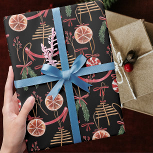 Rustic Modern Abstract Winter Christmas Pattern Wrapping Paper