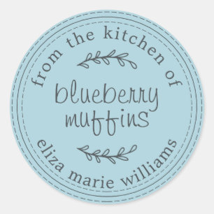 Rustic Modern Baked Goods Blueberry Muffins Blue Classic Round Sticker