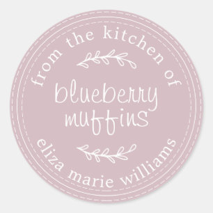 Rustic Modern Baked Goods Blueberry Muffins Purple Classic Round Sticker