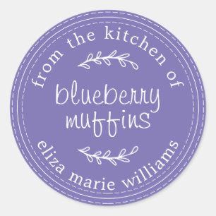 Rustic Modern Baked Goods Blueberry Muffins Purple Classic Round Sticker