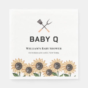 Rustic Modern BBQ Sunflower Baby Shower Napkin
