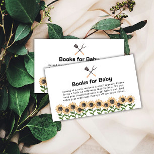 Rustic Modern BBQ Sunflower Books For Baby Shower  Enclosure Card