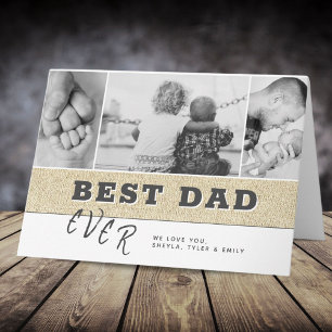 Rustic Modern Best Dad Father`s Day Photo Collage Card