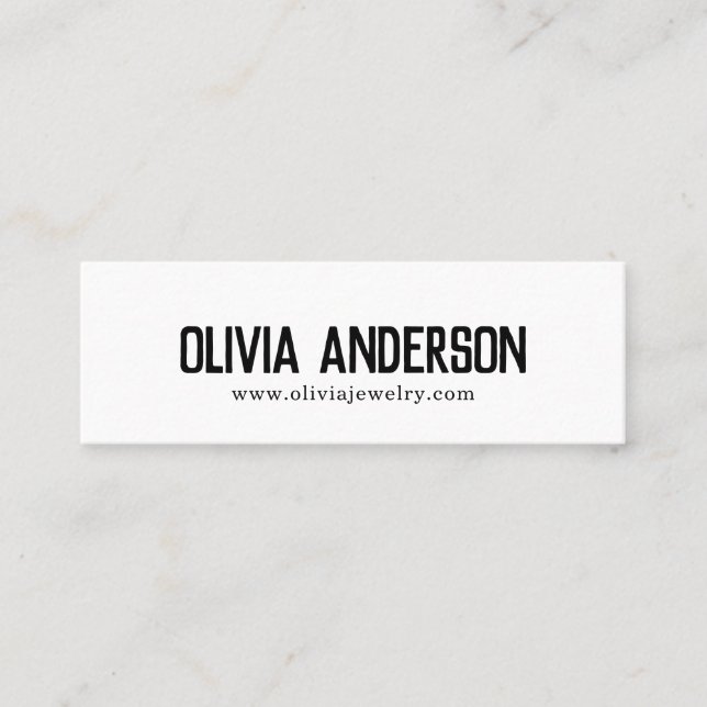 Rustic modern black and white handmade jewellery mini business card (Front)
