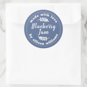 Rustic Modern Blueberry jam Blue Classic Round Sti Sticker