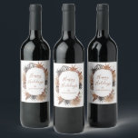 Rustic Modern Boho Christmas Personalised Wine Label<br><div class="desc">Pretty watercolor rustic boho style holiday personalised wine labels with a decorative frame made of stars, tree ornaments, and dried grasses. Pretty rustic modern earthy browns, greens and terracotta. Perfect for your holiday party or get togethers with friends, and for wine gift giving. Just add your personal label to your...</div>