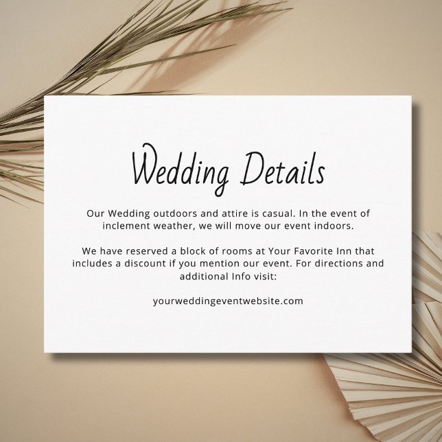 Rustic Modern Boho Wedding Details Casual  Enclosure Card (Creator Uploaded)