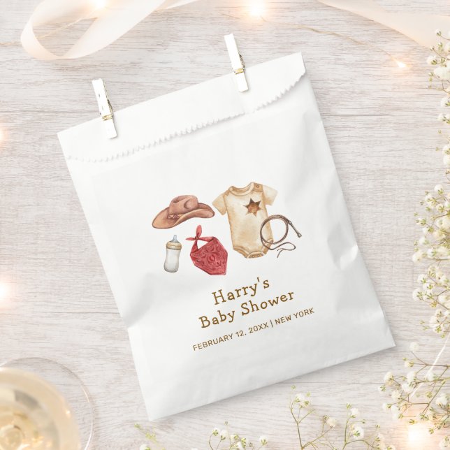 Rustic Modern Boho Western Cowboy Baby Shower  Favour Bags (Clipped)