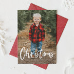 Rustic Modern Calligraphy Merry Christmas Photo Holiday Card<br><div class="desc">Merry Christmas! Send festive greetings this Chrsitmas season with this customizable Christmas photo card. It features rustic modern calligraphy with a festive holiday pattern. Personalize by adding a photo,  names,  year and other details. This modern calligraphy photo Christmas card is available in other cardstock.</div>