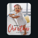 Rustic Modern Calligraphy Red Merry Christmas Magnet<br><div class="desc">Merry Christmas! Bring a touch of holiday cheer to your home with our Customisable Photo Christmas Magnet! Perfect for displaying cherished memories, this magnet allows you to personalise it with your favourite festive photo, making it a unique addition to your holiday decor. An ideal gift for family and friends—create memorable...</div>