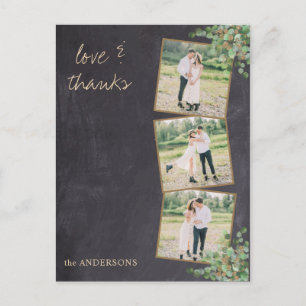 Rustic Modern Chalkboard Photo Wedding Thank You  Postcard