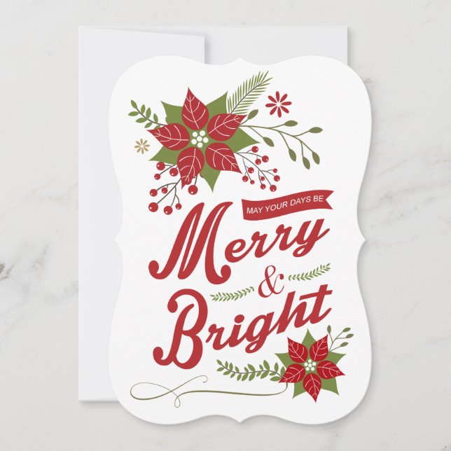 Rustic modern Christmas floral Holiday Card (Front)