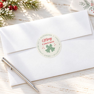 Rustic Modern Christmas Holiday Return Address Classic Round Sticker