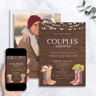 Rustic Modern Country Couples Shower Photo Invitation