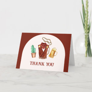 Rustic Modern Cowboy Cactus Beer Arch Baby Shower  Thank You Card