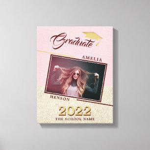 Rustic Modern Dusty Pink Grad Photo Graduation Canvas Print
