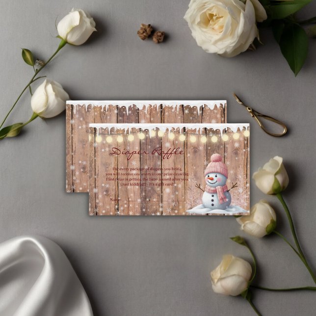 Rustic Modern Elegant Snowman Baby Shower Enclosure Card (Creator Uploaded)