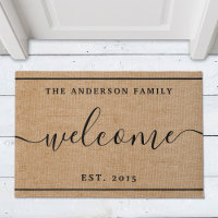 Rustic Modern Family Name Monogram Welcome