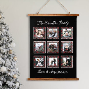 Rustic Modern Family Photo Collage Hanging Tapestry